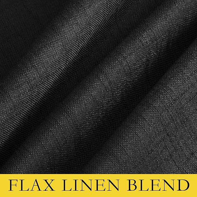 NICETOWN Black Out Linen Curtains, Complete Blackout Shades for Large Window Door, 100% Blackout Window Curtain Panels with White Lined, 52 inches Width Each Panel, 95 inches Length, 2 Pieces