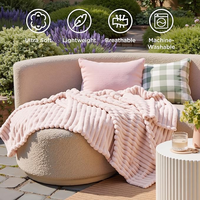Bedsure GentleSoft Crystal Pink Fleece Blanket for Couch - Cozy Soft Blankets for Women, Cute Small Throws for Girls, 60x80 Inches