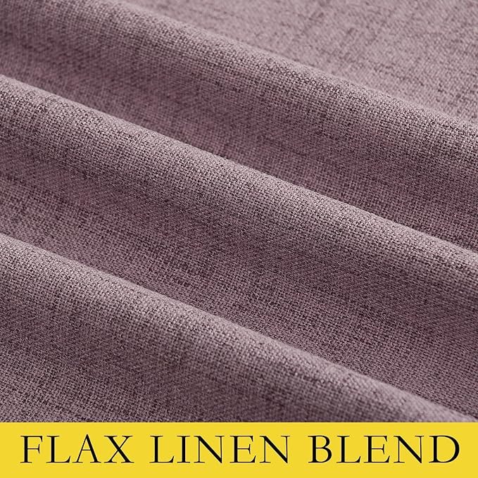 NICETOWN Chaise Mauve Vintage Linen 100% Blackout Curtains for Living Room, Thermal Insulated Curtains 108" Long, Noise Reducing Window Treatment Drapes for Hall Room, 52" Wide Per Panel, Set of 2