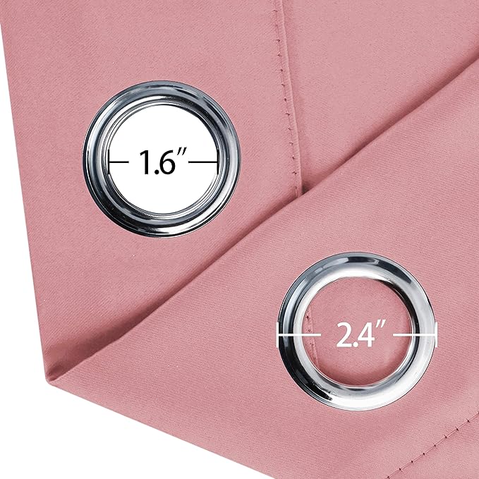 LEMOMO Pink Thermal Blackout Curtains/52 x 72 Inch/Set of 2 Panels Room Darkening Curtains for Bedroom