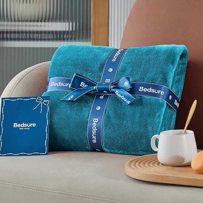 Bedsure GentleSoft Fleece Throw Blanket Teal - 300GSM Blankets for Couch, Sofa, Bed, Soft Lightweight Plush Cozy Throws for Toddlers, 50x60 inches