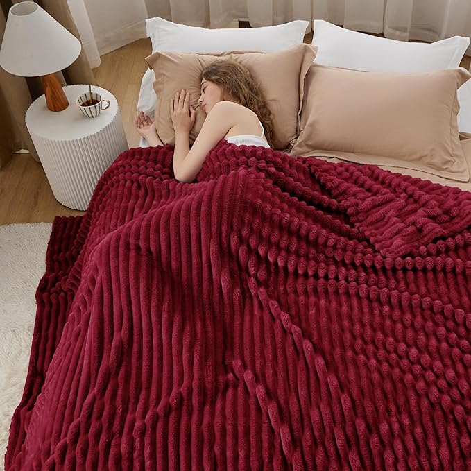 Bedsure GentleSoft Red Fleece Blanket for Couch - Cozy Soft Blankets for Women, Cute Small Throws for Girls, 108x90 Inches