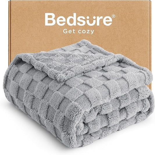 Bedsure GentleSoft Silver Grey Throw Blanket for Couch - Super Soft Cozy Blankets Gifts for Kids Girls, Cute Small Fleece Throws for Bedroom Home Decor, 50x70 Inches