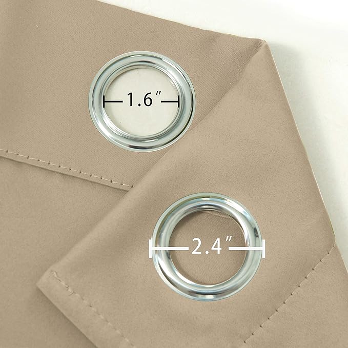 LEMOMO Beige Blackout Curtains 66 x 63 Inch Length/Set of 2 Curtain Panels/Thermal Insulated Room Darkening Blackout Curtains for Bedroom
