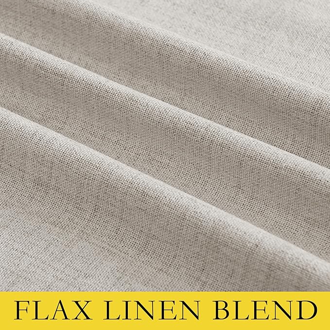 NICETOWN Brich Vintage Open Linen Weave Flax Thermal Curtains, 100% Blackout Curtains 120" Long for Dining Room, Soundproof Window Treatment Drapes for Hall Room, 52" Wide Per Panel, Set of 2
