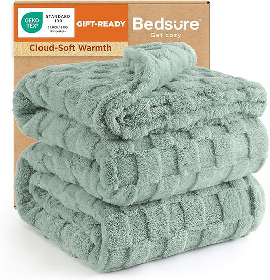 Bedsure GentleSoft King Size Blanket for Bed - Super Soft Cozy Blankets for Kids Girls, Large Fuzzy Fleece Spring Throw for Bedroom Decor, Sage Green,108x90 Inches