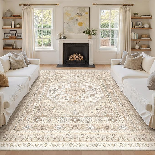 zesthome 8x10 Area Rugs for Living Room,Non-Slip Backing Washable Rugs,Vintage Large Area Rug，Stain Resistant Home Decor Rug