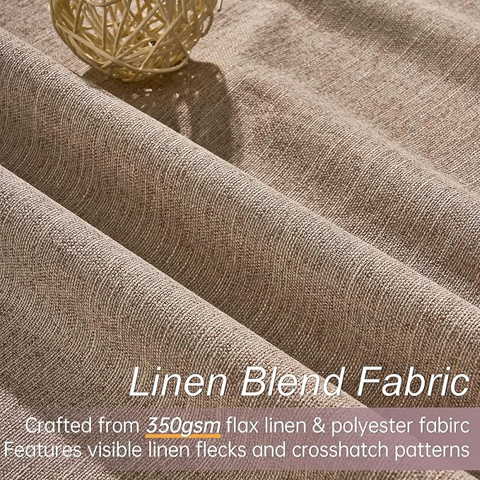 Topfinel 105 Inches Long Custom Black Out Faux Thick Linen Drapery Panels, Taupe Chocolate Brown Reflective Neurtral Curtains with Pin Hooks, Luxury Lined Back Tab Drapes Set of 2