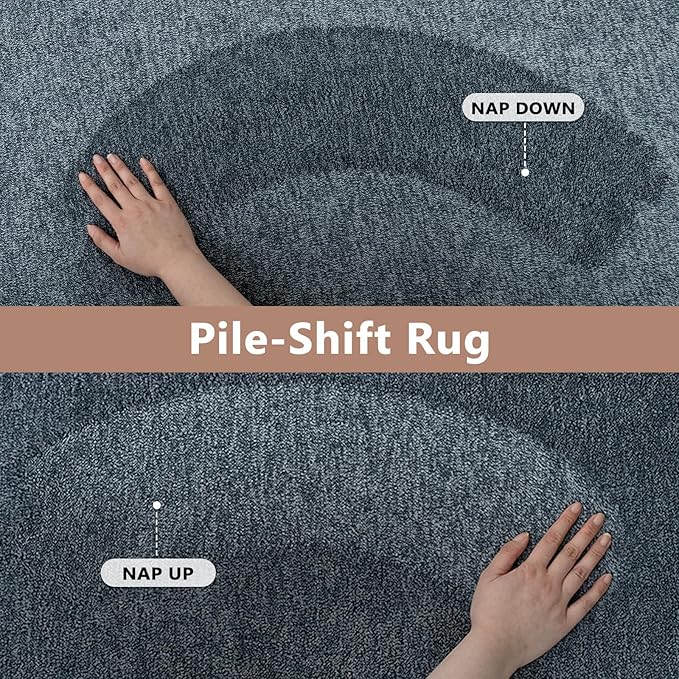 FinRèc Low Pile 6x9 Washable Area Rugs for Bedroom Living Room, Thin Rug Solid Color, Non-Slip Carpet Indoor for Home Decor (Navy Blue)