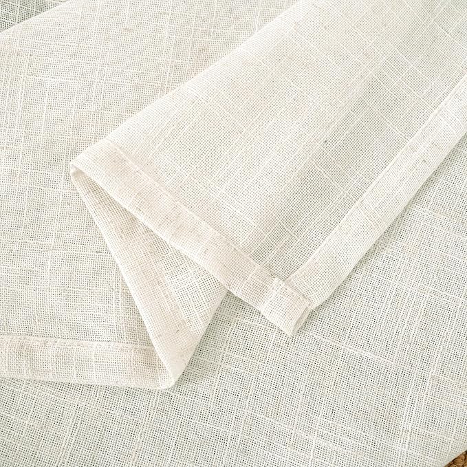 LAMIT Cream Linen Curtains 84 inch Length 2 Panels, Light Filtering Semi Sheer Panels Back Tab and Rod Pocket Neutral Boho Drapes for Bedroom/Living Room, 52 x 84 Inch