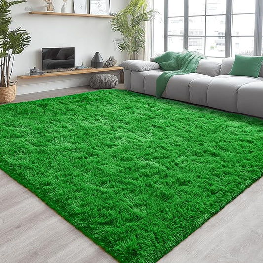 Chicrug Soft Area Rug for Bedroom Living Room Plush Fluffy Rug 4x6 Feet, Shag Furry Area Rug Carpet Non Shedding for Nursery Children Kids Girls Room Home Decorative, Grass Green