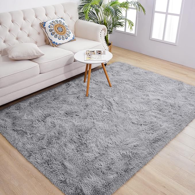 Chicrug Soft Area Rugs for Bedroom Living Room Plush Fluffy Rug 9x12 Feet, Shag Furry Area Rug Carpet Non Shedding for Nursery Children Kids Girls Room Home Decorative, Grey