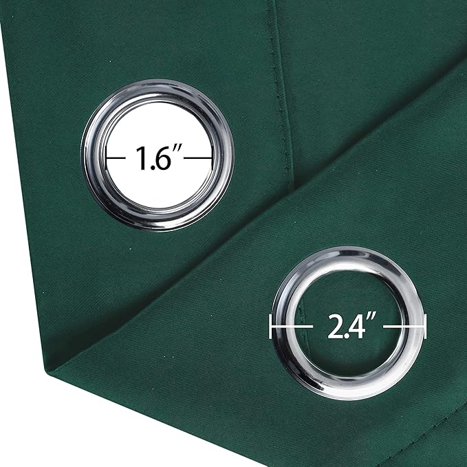 LEMOMO Green Blackout Curtains 34 x 54 Inch Length/Set of 2 Curtain Panels/Thermal Insulated Room Darkening Blackout Curtains for Bedroom
