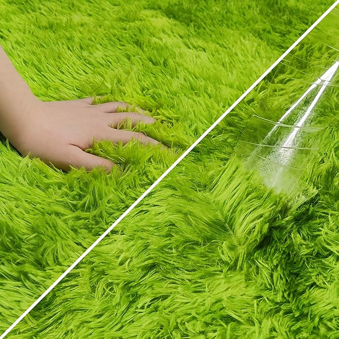 Tie-Dyed Runner Rug for Bedroom Green 2x8ft Fluffy Area Rug Bedside Runner Rug for Kids Room Boys Teens Nursery Baby Living Room Dorm Home Decor Carpets