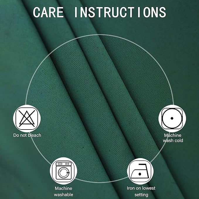 LEMOMO Green Blackout Curtains 40 x 63 Inch Length/Set of 2 Curtain Panels/Thermal Insulated Room Darkening Blackout Curtains for Bedroom