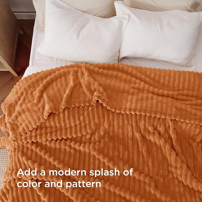 Bedsure GentleSoft Orange California King Size Blanket for Couch - Cozy Soft Fall Blankets for Women, Cute Small Fleece Throws for Girls, 102x96 Inches