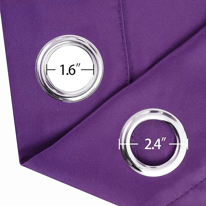 LEMOMO Blackout Curtains 42 x 84 Inch/Purple Curtains Set of 2 Panels/Room Darkening Curtains for Living Room and Bathroom