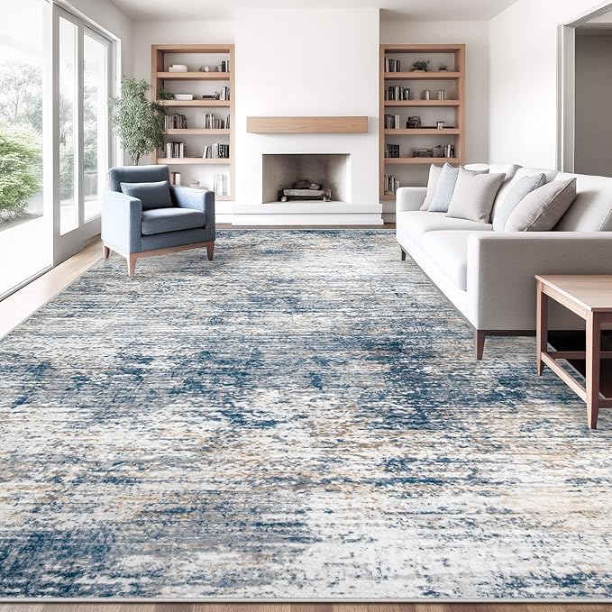 10x12 Area Rug for Living Room, Washable Modern Abstract Large Area Rug Neutral Soft Non Slip Kids Rug Stain Resistant Indoor Carpet for Bedroom Dining Room Playroom Office(BeigeGrey, 10'x12')