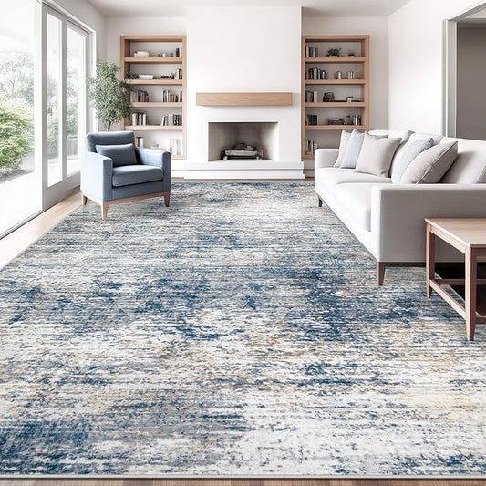 10x12 Area Rug for Living Room, Washable Modern Abstract Large Area Rug Neutral Soft Non Slip Kids Rug Stain Resistant Indoor Carpet for Bedroom Dining Room Playroom Office(BeigeGrey, 10'x12')