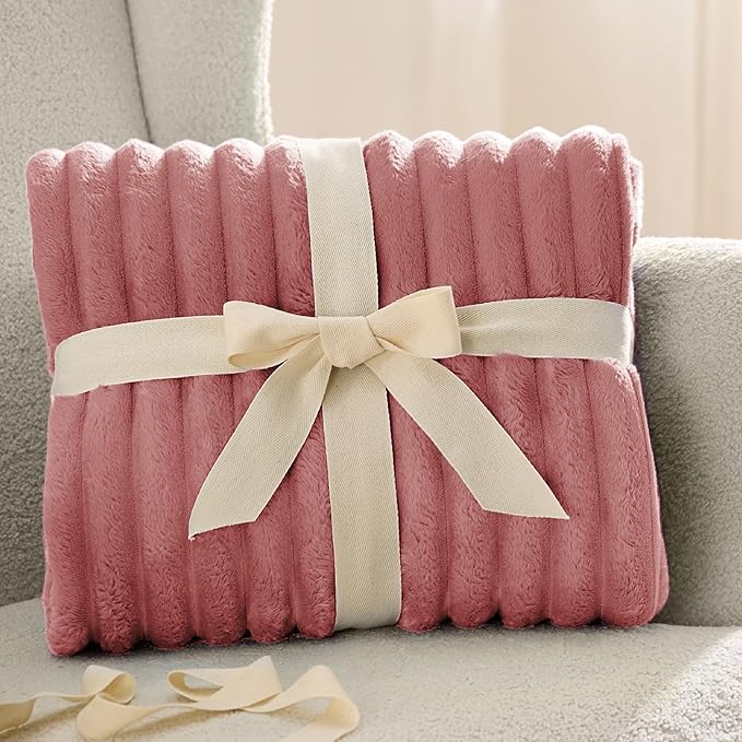 Bedsure GentleSoft Dusty Pink Fleece Queen Blanket for Couch - Super Soft Cozy Blankets for Women, Cute Small Blanket for Girls, 90x90 Inches