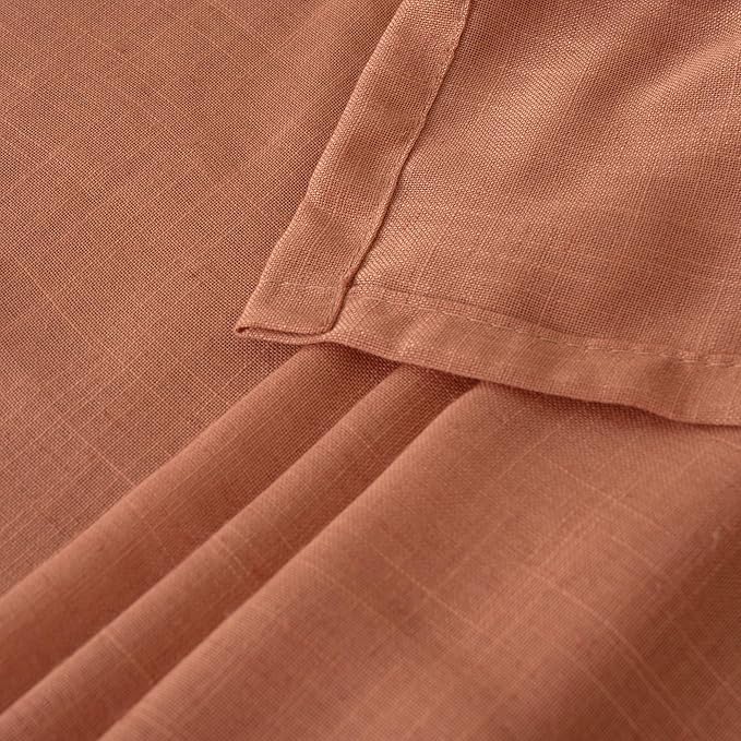 BGment Terracotta Linen Curtains 63 Inches Long for Living Room Windows, Semi Sheer Drapes Rustic Textured for Farmhouse Bedroom Decor with Rod Pocket Lightweight, 2 Panels Set, Each 42 Inch Wide