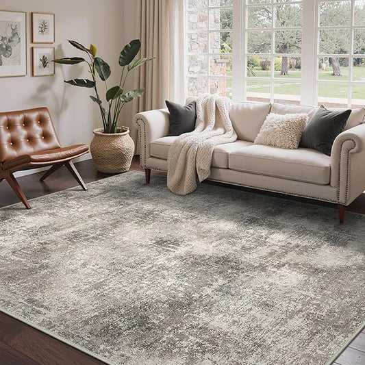 BEIMO Area Rugs 10x14 for Living Room Bedroom, Modern Abstract Machine Washable Rug, Large Soft Low Pile Floor Carpet with Non Slip Backing for Dining Room, Grey