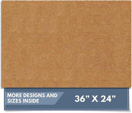 Barnyard Designs Natural Coco Coir Heavy Duty Backing Doormat - Large Cute Non-Slip Front Door Welcome Mat for Outside Entrance or Porch Entry, Brown (24x36, Plain Brown)